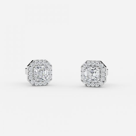 Asscher Lab Grown Diamond Halo Earrings