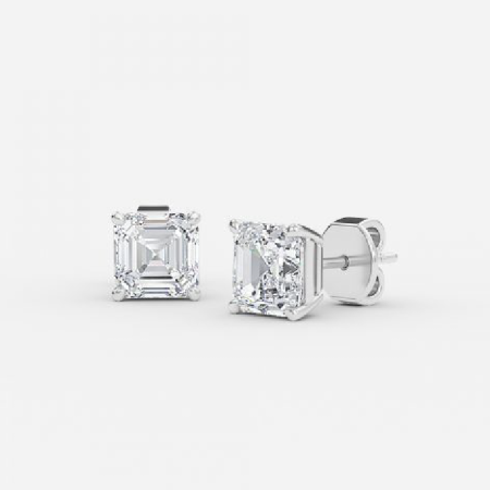 Asscher Lab Diamond Stud Earrings