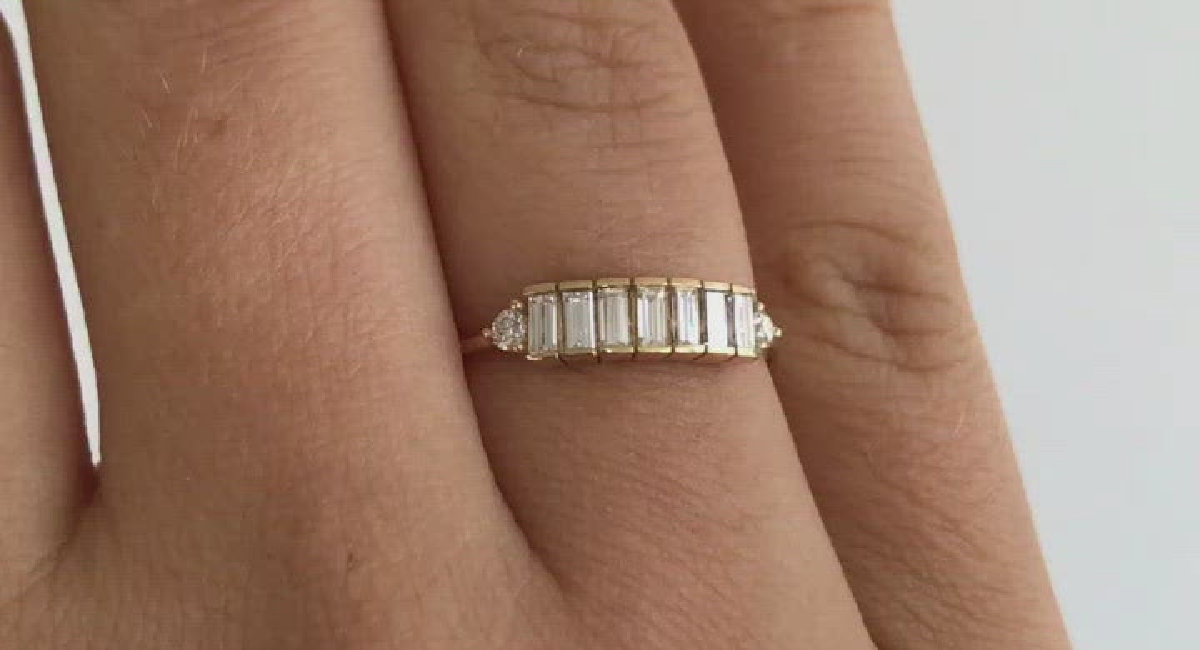baguette cut diamond channel set ring