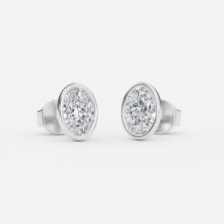 Oval Lab Diamond Bezel Earrings