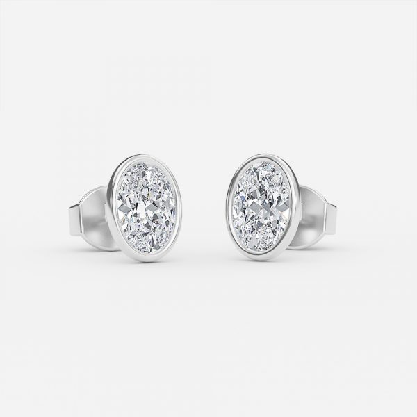 Oval Lab Diamond Bezel Earring