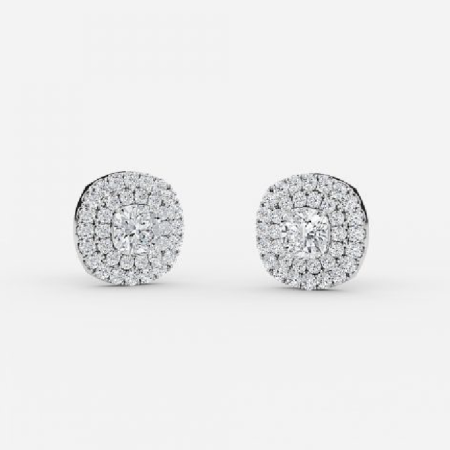 Cushion Lab Grown Diamond Double Halo Earrings