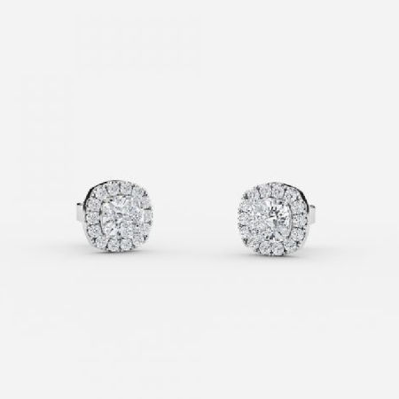 Cushion Lab Grown Diamond Halo Earrings