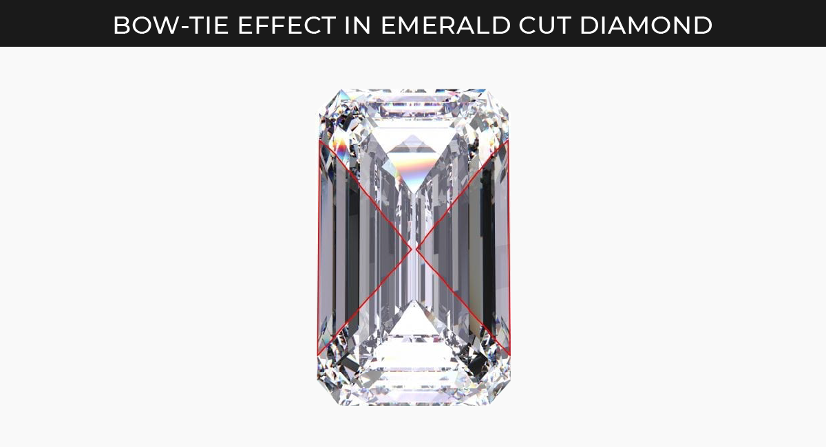Emerald cut bow-tie effect