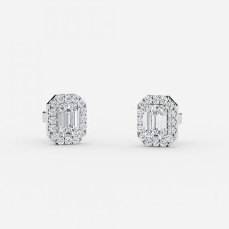 Emerald Lab Grown Diamond Halo Earrings