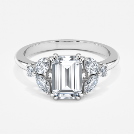 Yasmin Emerald Three Stone Engagement Ring
