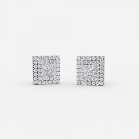 Princess Lab Grown Diamond Double Halo Earrings