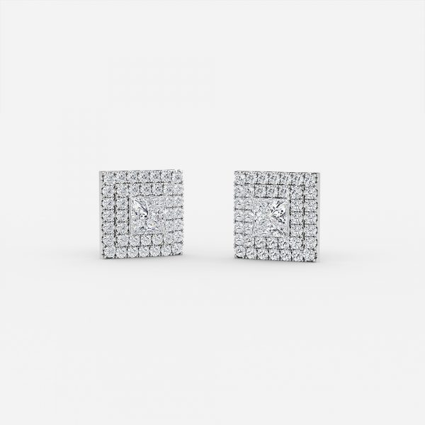 Princess Lab Grown Diamond Double Halo Earring