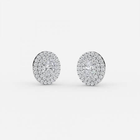 Oval Lab Grown Diamond Double Halo Earrings