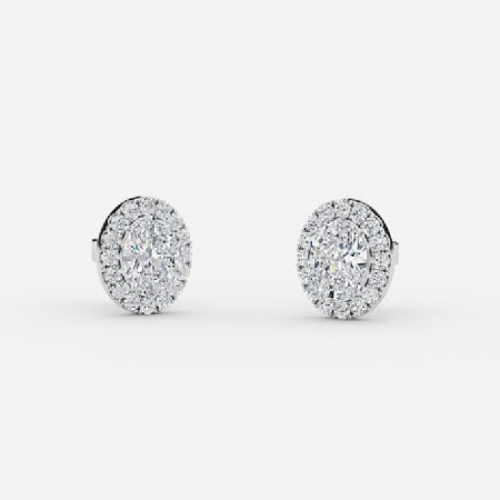 Oval Lab Grown Diamond Halo Earrings