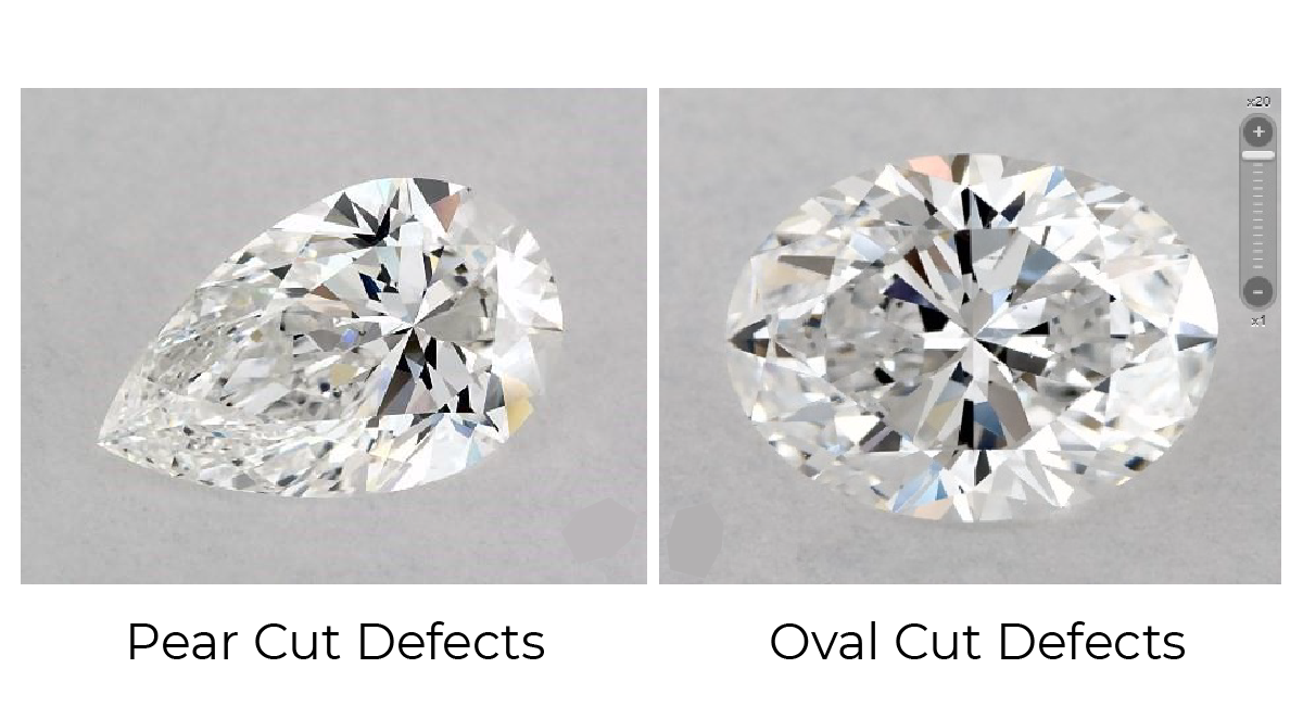 pear cut defects and oval cut defects