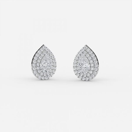 Pear Lab Grown Diamond Double Halo Earrings