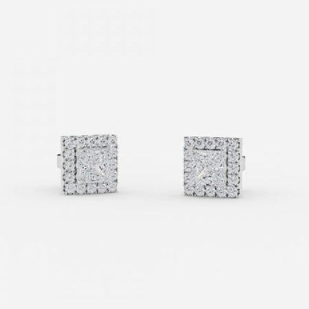 Princess Lab Grown Diamond Halo Earrings