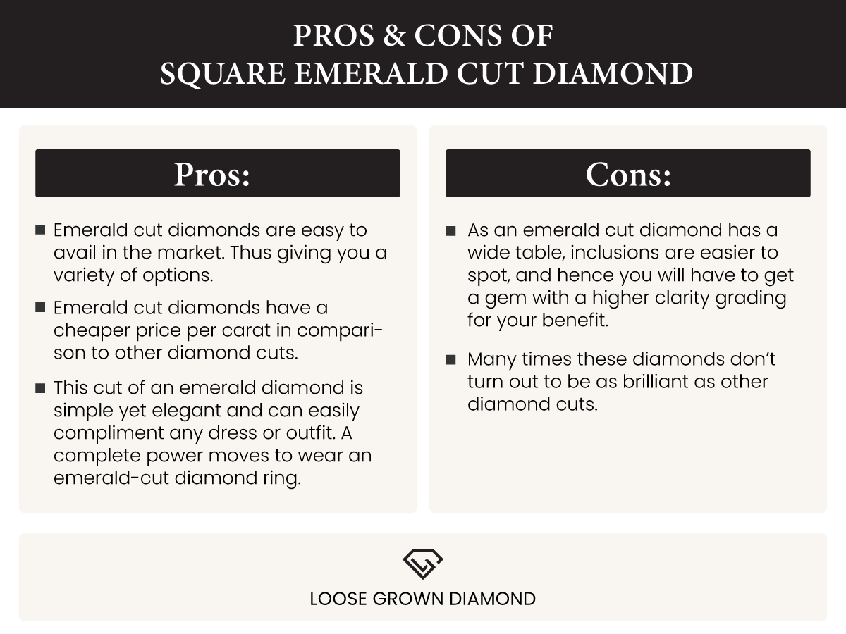 pro and cons of square emerald diamond