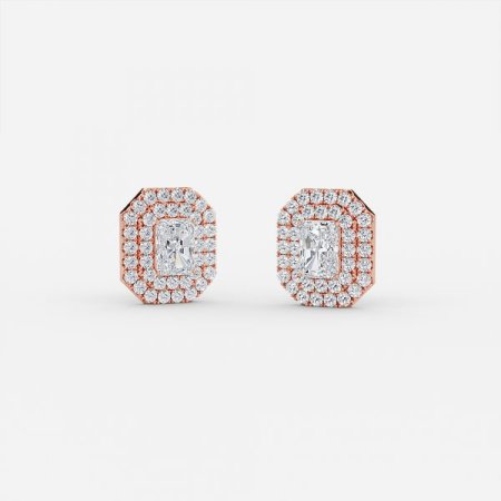 Radiant Lab Grown Diamond Double Halo Earrings