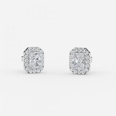 Radiant Lab Grown Diamond Halo Earrings