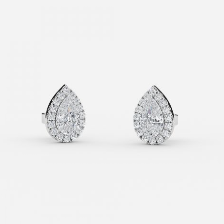 Pear Lab Grown Diamond Halo Earrings