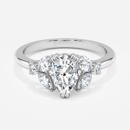 Yasmin Pear Three Stone Engagement Ring