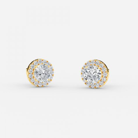 Round Lab Grown Diamond Halo Earrings