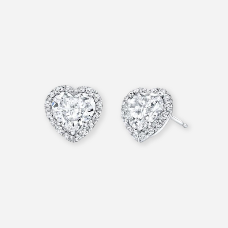 Heart Lab Grown Diamond Halo Earrings