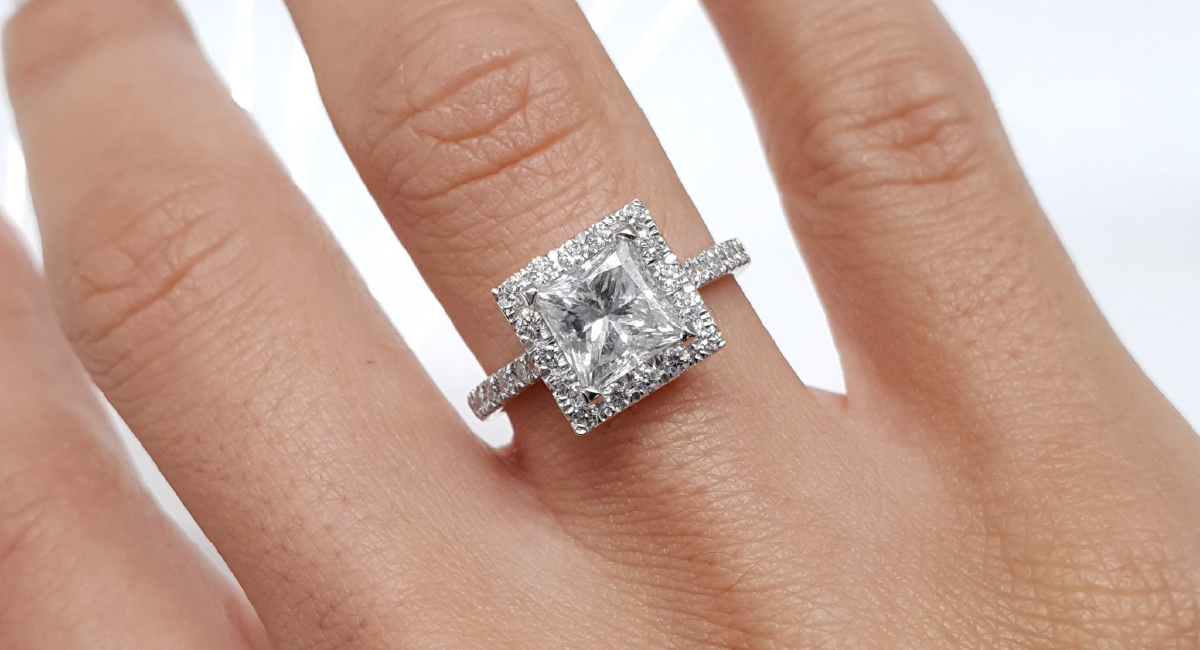 Princess halo lab diamond ring