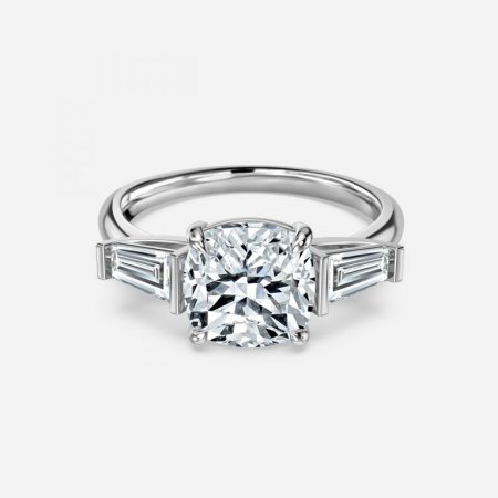 Geraldine Cushion Three Stone Engagement Ring