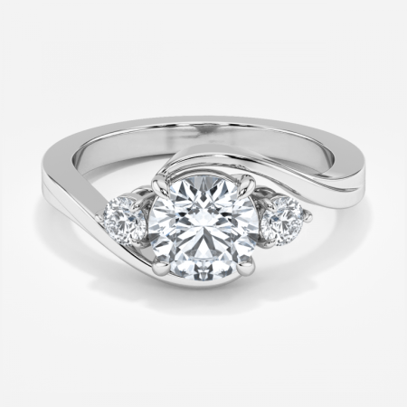 East West Round Three Stone Engagement Ring