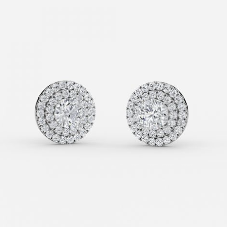 Round Lab Grown Diamond Double Halo Earrings