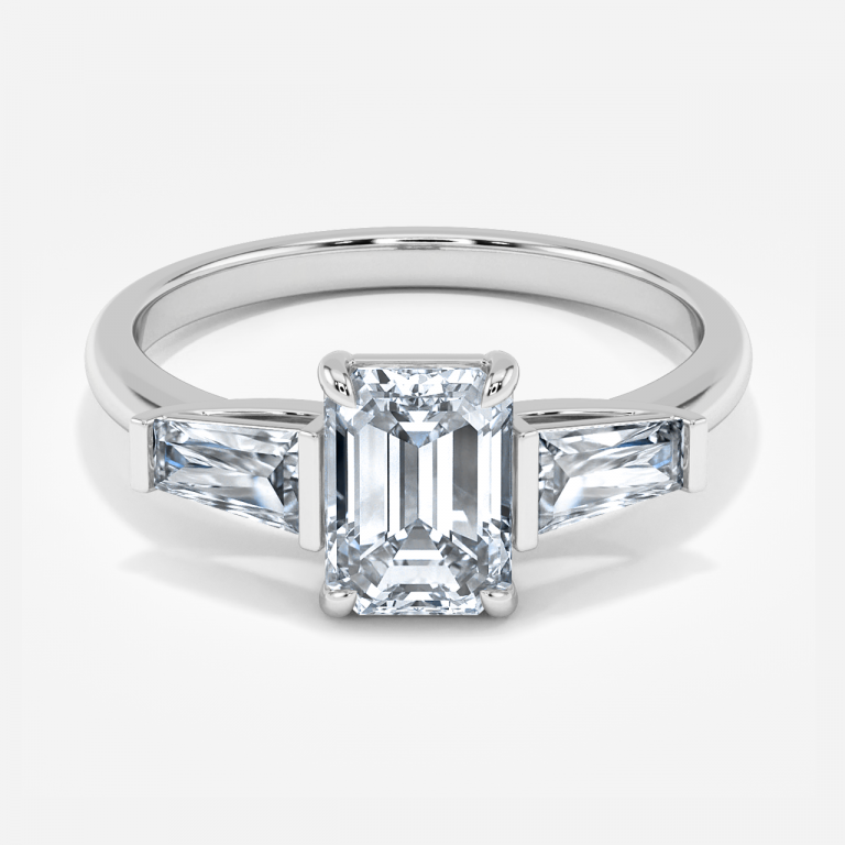 Kylie Emerald Three Stone Lab Grown Diamond Engagement Ring