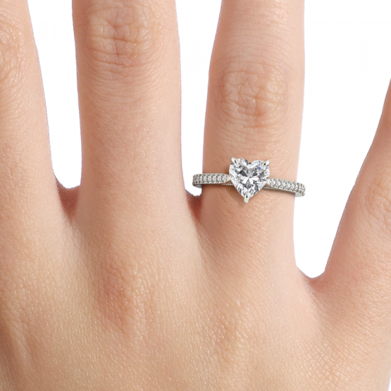 Heart Shape Diamond/lab Diamond Engagement Ring, Blossom Heart Halo Unique  Ring, Love Ring for Her, Leaves Diamond Band, Romantic Ring - Etsy | Heart  diamond engagement ring, Heart shaped diamond ring, Heart