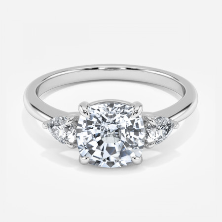 Renai Cushion Three Stone Engagement Ring