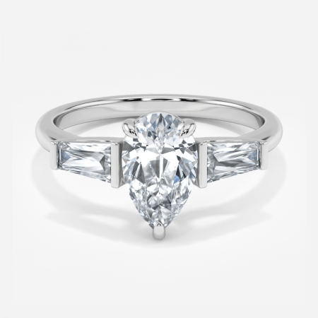 Geraldine Pear Three Stone Engagement Ring