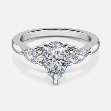 Olina Pear Three Stone Engagement Ring