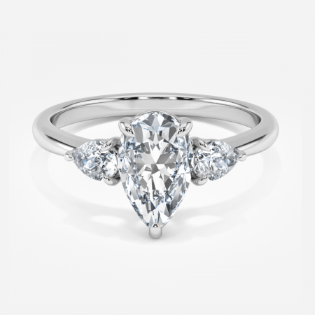 Renai Pear Three Stone Engagement Ring