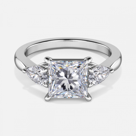 Olina Princess Three Stone Engagement Ring