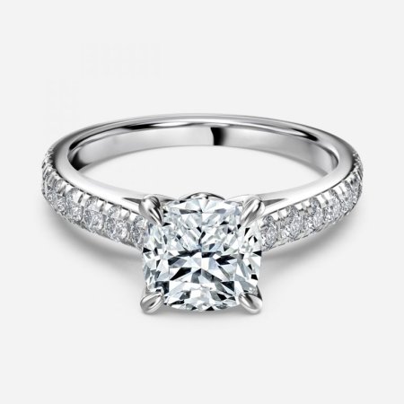 Angel Cushion Diamond Band Engagement Ring