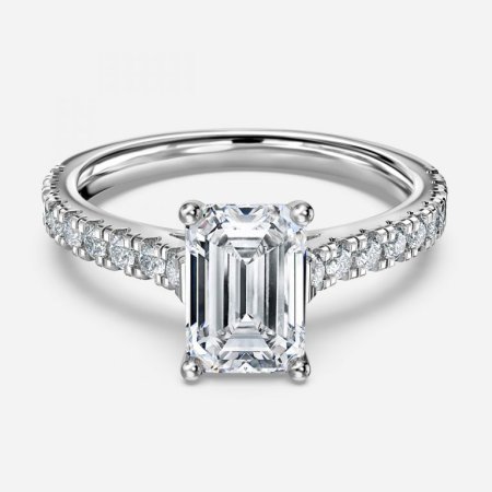 Ella Emerald Diamond Band Engagement Ring