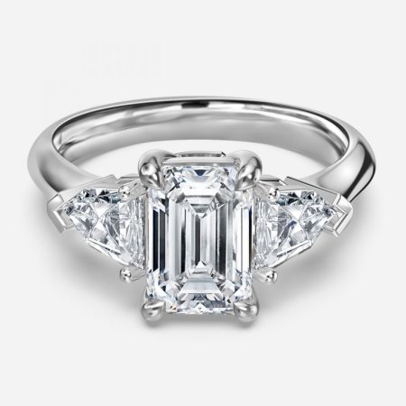Delaila Emerald Three Stone Engagement Ring