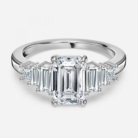 Diya Emerald Three Stone Engagement Ring