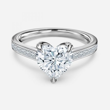 Mithrial Heart Hidden Halo Engagement Ring