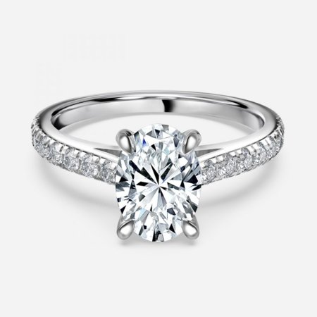 Angel Oval Diamond Band Engagement Ring