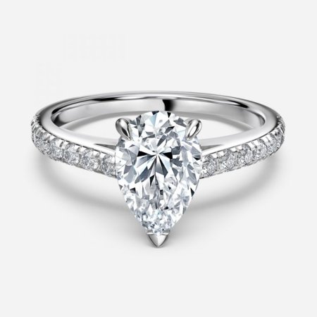 Angel Pear Diamond Band Engagement Ring