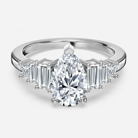 Diya Pear Three Stone Engagement Ring