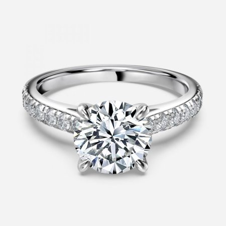 Angel Round Diamond Band Engagement Ring