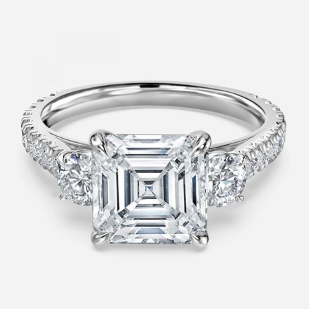 Treya Asscher Three Stone Engagement Ring