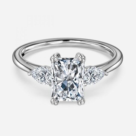Jemini Radiant Three Stone Engagement Ring