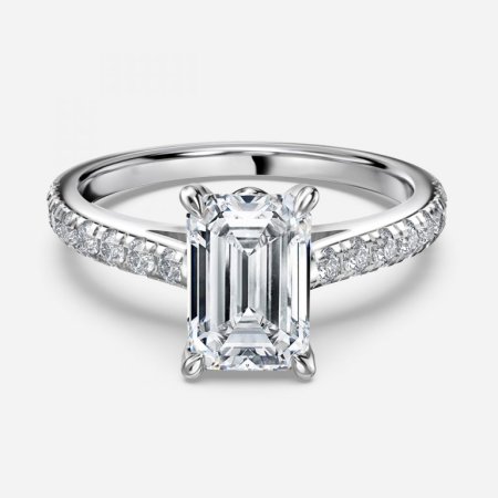 Angel Emerald Diamond Band Engagement Ring