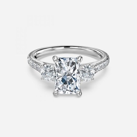 Crown Radiant Three Stone Engagement Ring
