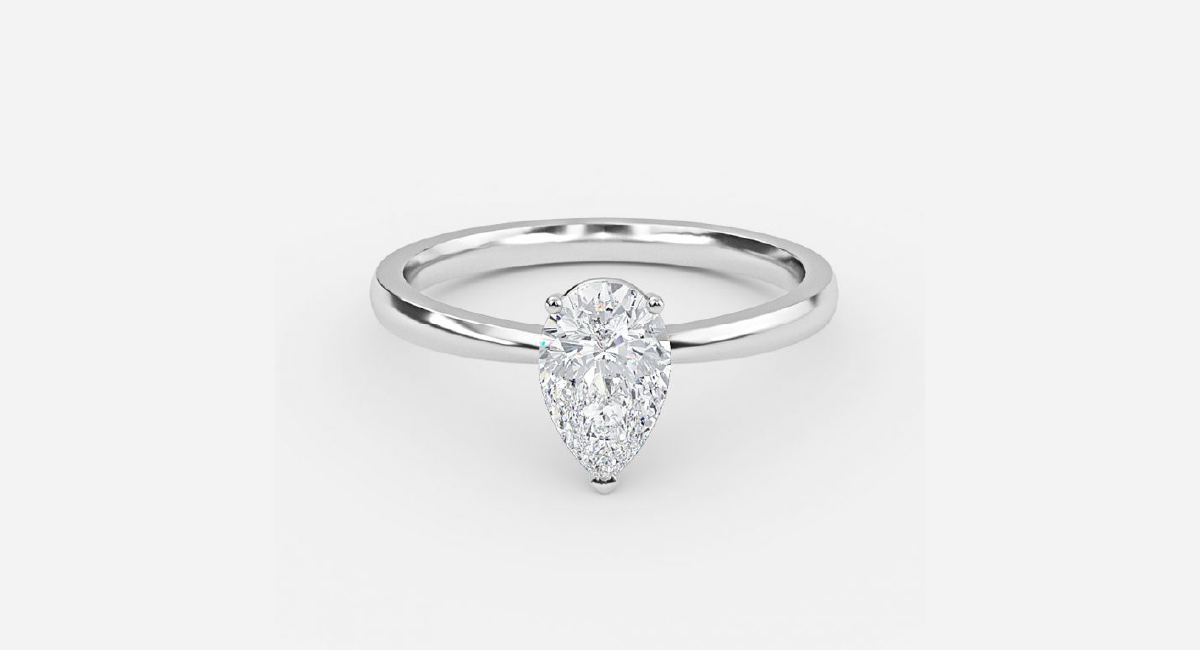 Ella Pear Solitaire Engagement Ring under $500
