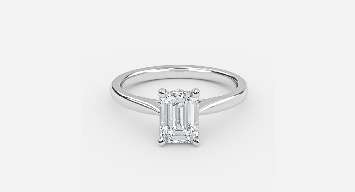 Tulip Emerald Solitaire Engagement Ring under $500
